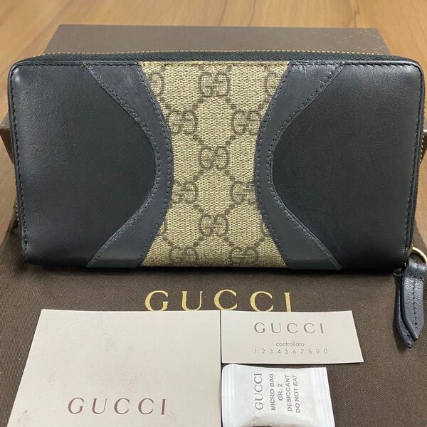 超美品!グッチ GUCCI 財布 長財布 GGスプリーム ラウンドファスナー