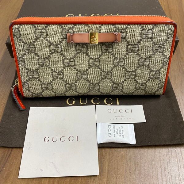 新品同様!グッチ GUCCI 財布 長財布 GGスプリーム ラウンドファスナー