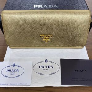 新品同様! プラダ PRADA 財布 二つ折り 長財布 サフィアーノ