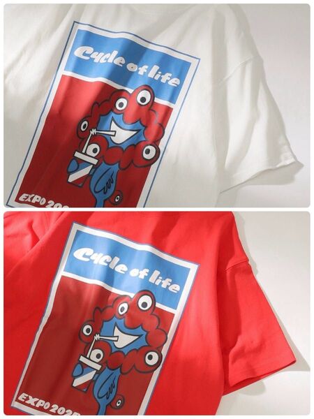 ミャクミャク ベイクルーズB.C STOCK EXPO2025別注タケウチアツシTシャツ ホワイト×レッド2枚セット Lサイズ