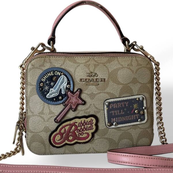 レアコーチ シンデレラ ディズニー コラボ 2way ポーチ ショルダーバッグ ハンドバッグ COACH チェーン シグネチャー
