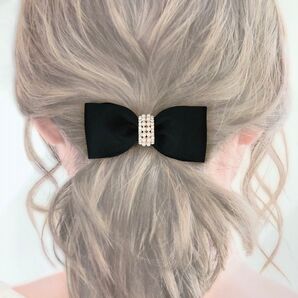 ポニーフックリボン ハンドメイド ブラック フォーマル セレモニー ビジネス 推し活