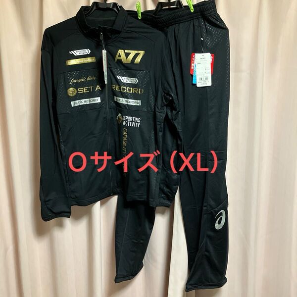 【未使用 タグ付】アシックス SETA RECORD A77 スポーツウェア 上下セット 黒色 未使用 asics