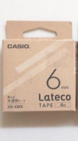 【未開封・未使用】CASIO カシオ ラテコ lateco 6㎜ 半透明テープに黒文字( XB-6MX)1個