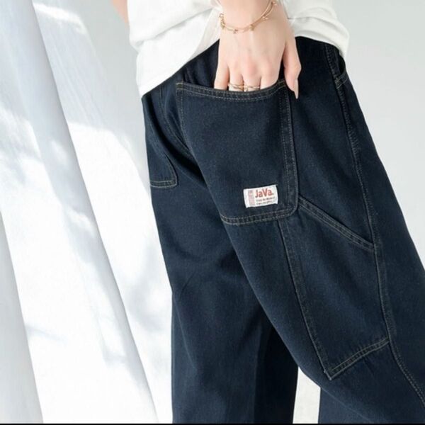 java デニム ワイドパンツ カーゴパンツ ワークパンツ
