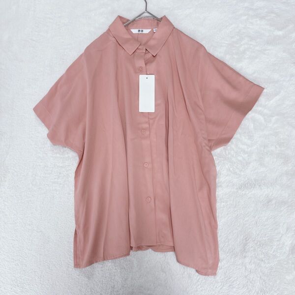 新品 UNIQLO 半袖レーヨンブラウス ピンク ゆったり XS