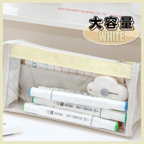 【新品】ペンケース 白 ホワイト クリアケース 大容量 筆箱 文房具 推し活 デコレーション 収納 小学生 中学生 高校生 痛バ