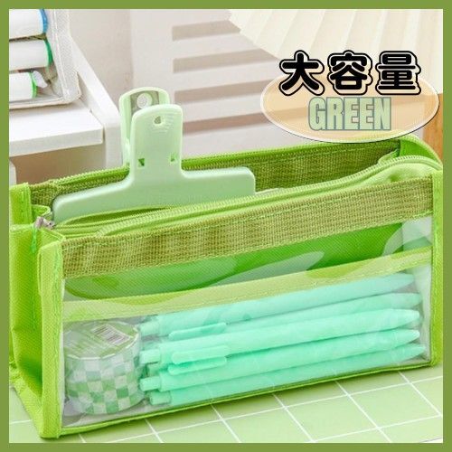 【新品】ペンケース 緑 グリーン クリアケース 大容量 筆箱 文房具 推し活 デコレーション 収納 小学生 中学生 高校生 痛バ