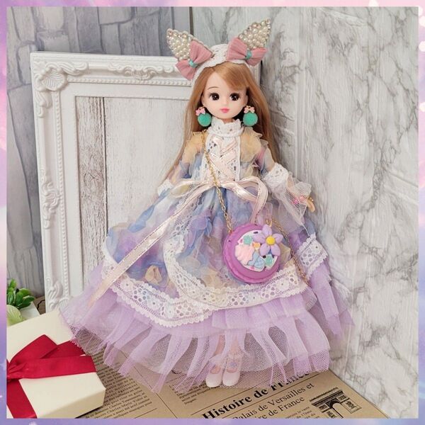 【ゆめ色ロング】姫ワンピ★リカちゃんドレス スイーツアクセ2点付き