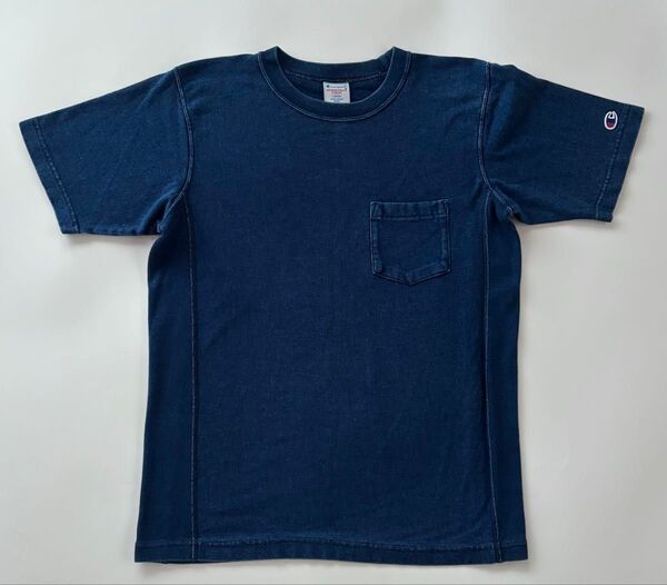 Champion リバースウィーブ 半袖Tシャツ L インディゴブルー