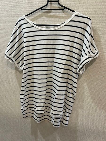 オペークドットクリップ ボーダー柄Tシャツ