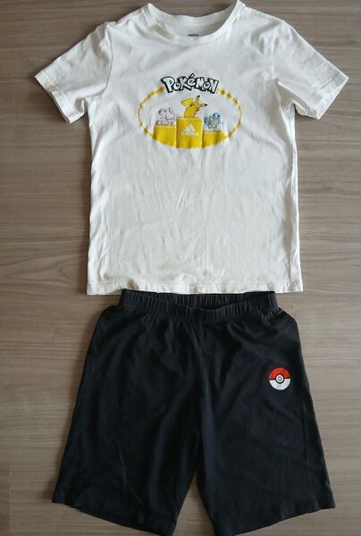 ポケモン&adidas 半袖Tシャツ&ハーフパンツ 150センチ パジャマ 夏用 ルームウェア 上下セット