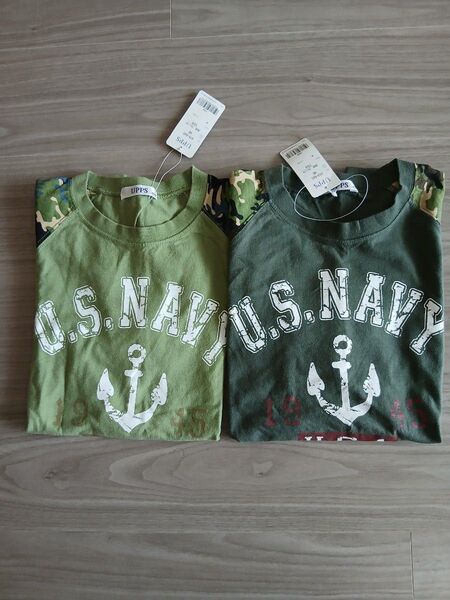 新品 U.S. NAVY ミリタリー プリント 半袖 Tシャツ2枚セット 150センチ 男の子 UPPS