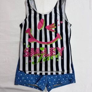 女の子用水着セット 140cmストライプ セパレート