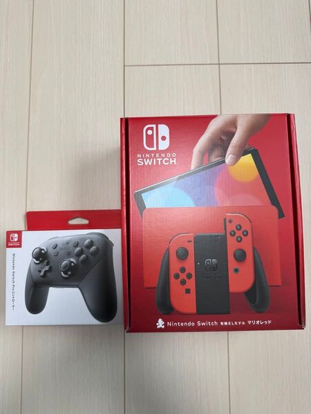 Nintendo Switch 有機ELモデル マリオレッド、純正プロコン、512GB microSDカードセット