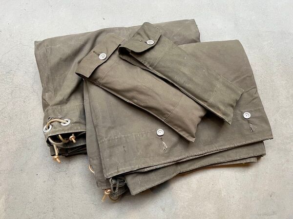 used 西ドイツ軍幕 シェルターハーフ×2 ポールペグセット ミリタリー キャンプ テント ブッシュクラフト ソロ 野営