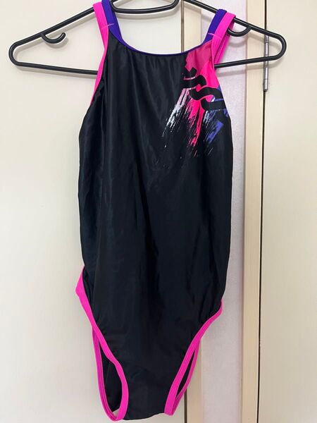 ダブルストラップ 競泳水着 Mサイズ ブラック黒 パイピング水着