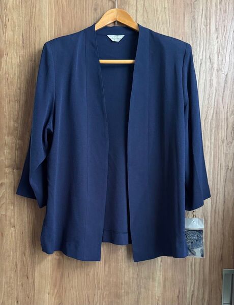 新品 NICEMIDDY ネイビー ノーカラージャケット 丹後ちりめん 13号