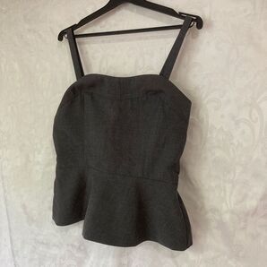 【未使用 美品 GU】ペプラム キャミ ビスチェ M チャコールグレー レイヤード