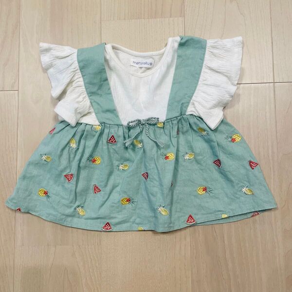 mmraku フリル袖トップス 80cm カットソー チュニック 子供服 キッズ 女の子 Tシャツ 半袖