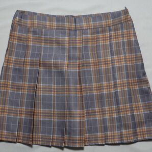 チェック柄プリーツスカート グレー×オレンジ
