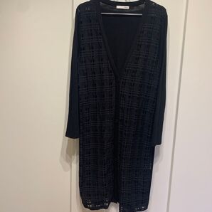 ロングカーディガン レディース 透け感 黒 ブラック