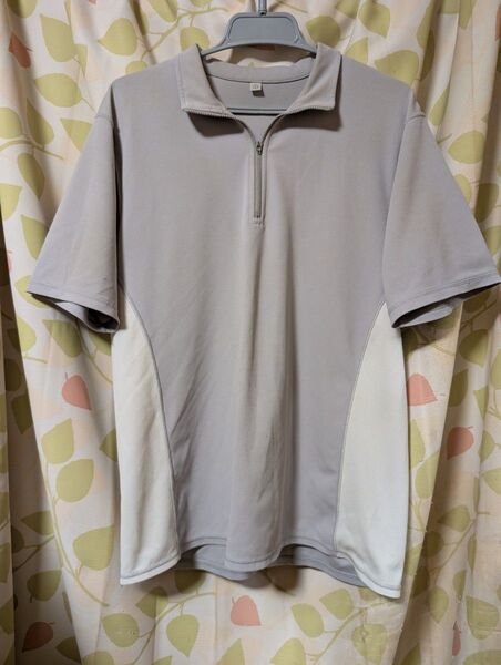 ユニクロ ドライメッシュ グレー ジッパー付き ポロシャツ Lサイズ