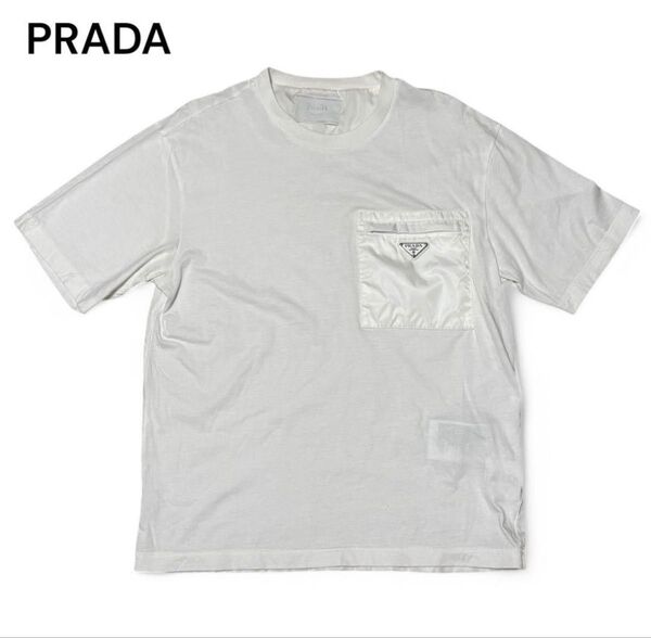 PRADA プラダ UJN661 トライアングルロゴ Tシャツ ホワイト M 2023