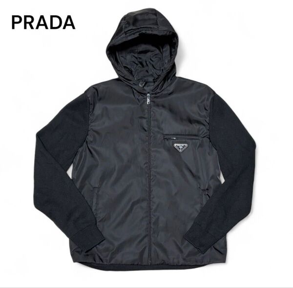 PRADA プラダ Re Nylon トライアングルロゴ ニットジャケット 46 UMG026 23年