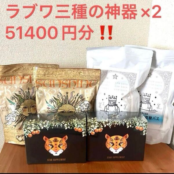 3種の神器 2セット スターサプリ サンシャイン健康王の重炭酸バス ソイプロテイン アルギニン入浴剤 ラブワールド アイキン 三種