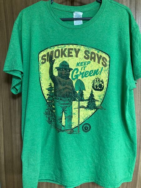 SMOKYBEAR Tシャツ Lサイズ グリーン アメカジ キャンプ