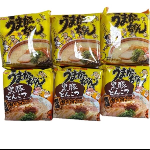ハウス うまかっちゃん 2種類 計6個 ラーメン とんこつ 黒豚とんこつ