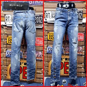 MLVINCE メンヴィンス ストレッチ スキニー 裾ボタン デニム ジーンズ 32