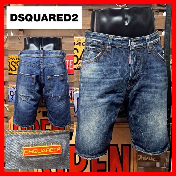 Dsquared2 ディースクエアード ここのえ ロゴプレート デニムハーフパンツ ショートパンツ 48