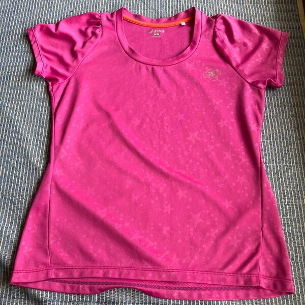 asics アシックス ランニングTシャツ ピンク Lサイズ 星柄