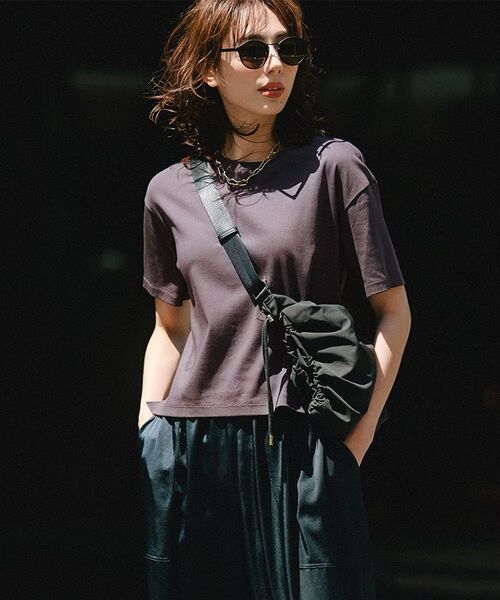 23区 【GLOW8月号掲載/接触冷感】半袖 クロップド IT TEE レディース38/Mサイズ ブラウン【新品未使用】