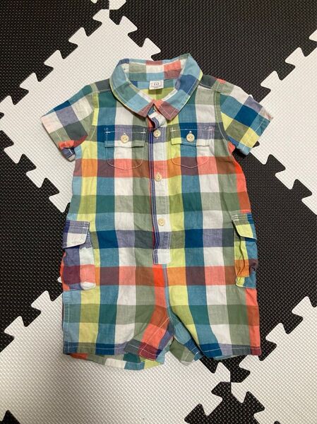 ベビー GAP ロンパース シャツ チェック柄 マルチカラー 70センチ 半袖 夏 薄手
