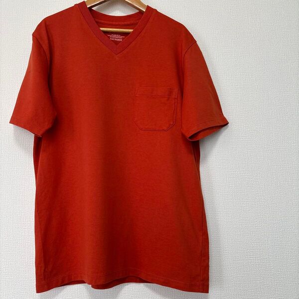 ナノユニバース メンズ 半袖 Tシャツ ポケット カットソー カジュアル シンプル 夏 Vネック コットン レーヨン オレンジ L