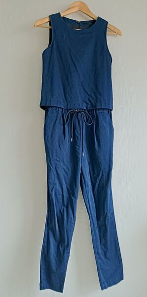YEVS イーブス オールインワン サロペット ノースリーブ Sサイズ デニム風 パンツ ブルー