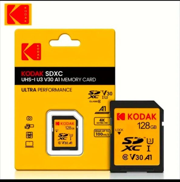 KODAK 128GB メモリーカード A1 V30 U3 Class 10 SDXC 高速 4K デジタルカメラ 一眼レフ対応
