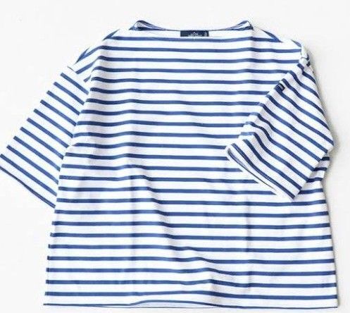 セントジェームス ウエッソン LOOSE TEE 5分袖ドロップショルダー T3 ホワイト×ブルー ボーダー