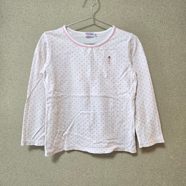 120 ミキハウス★トップス★長袖★Tシャツ★長袖Tシャツ★カットソー★ロンT ロンティー ロンティ★ドット★水玉★リーナちゃん