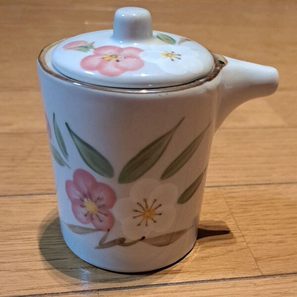 レトロ 醤油差し 陶器 花柄 調味料入れ