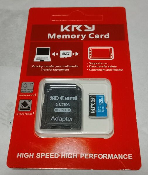 KRY Micro SD メモリーカード 128GB 1枚【青ラスト】