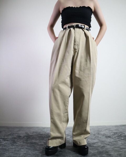90s Polo by Ralph Lauren ラルフローレン ワイド クラシック チノパン ポロチノ W44 ベージュ