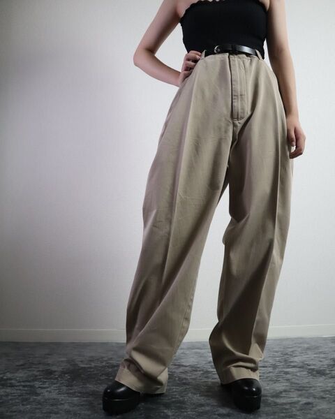 90s Polo by Ralph Lauren ラルフローレン ワイド ルーズ クラシック チノパン ベージュ W40