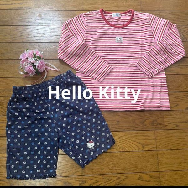 ★サンリオ★Hello Kitty120-130長袖Tシャツショートパンツキティ ハーフパンツ Tシャツ