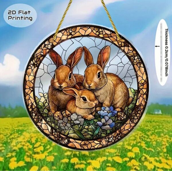 【新品】アクリル サンキャッチャー ステンドグラス風 インテリア 雑貨 うさぎ ラビット