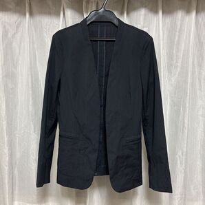 SSノーカラージャケット 裏地なし ネイビー サイズ36