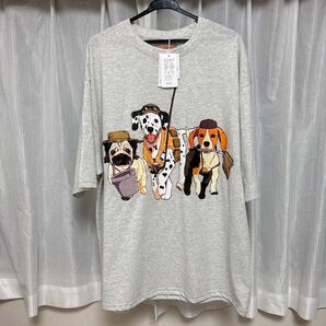 半袖Tシャツ グレー 犬 イヌ イラスト カジュアル 新品未使用